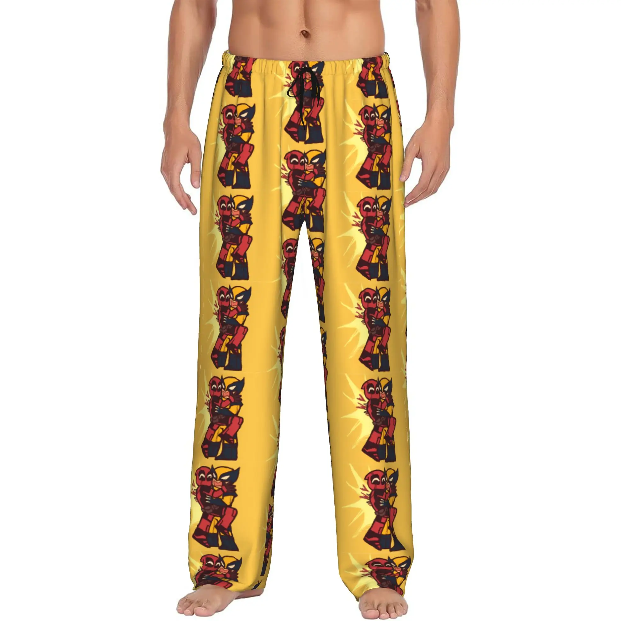 

Custom W-Wolverine Comic Wallpaper Pajama Pants Sleepwear Men's Elastic Waistband Sleep Lounge Bottoms with Pockets