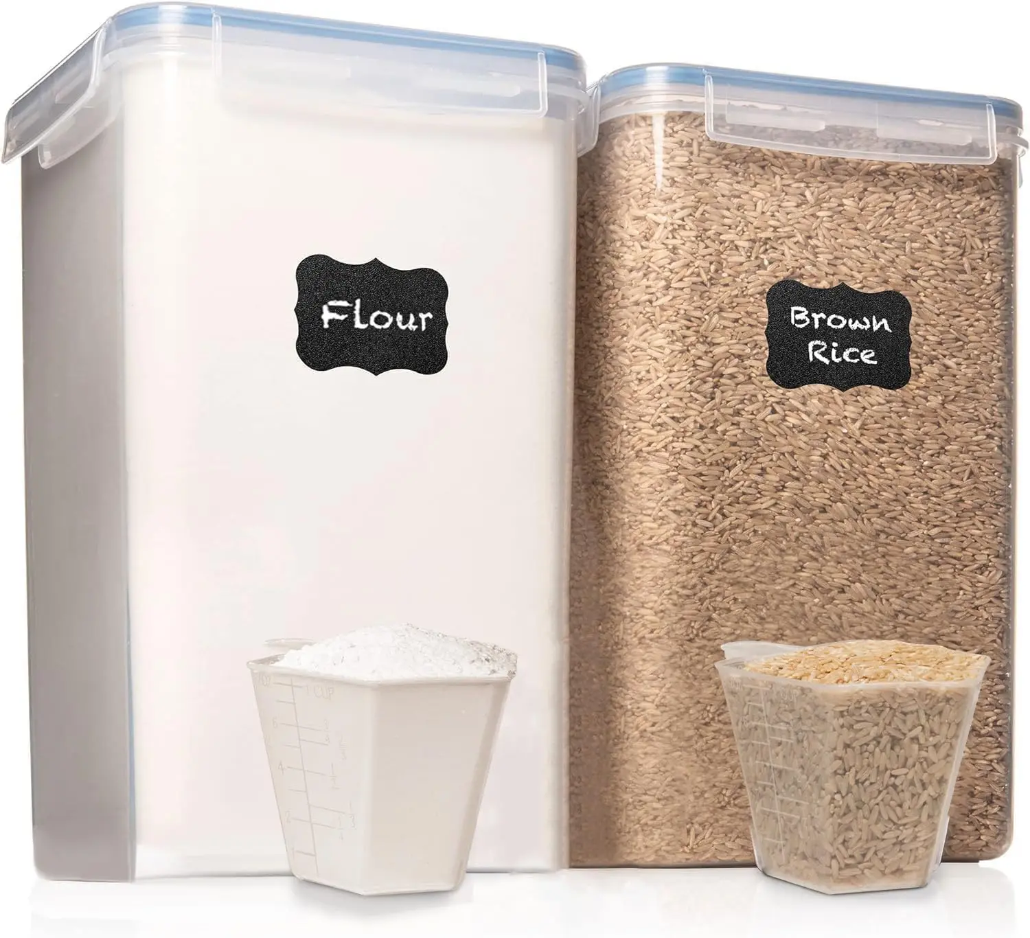 

2 PC [6.5L / 220 Oz] Large Flour Sugar Storage Containers - Leak Proof, BPA Free, Clear Plastic Food Storage Containers