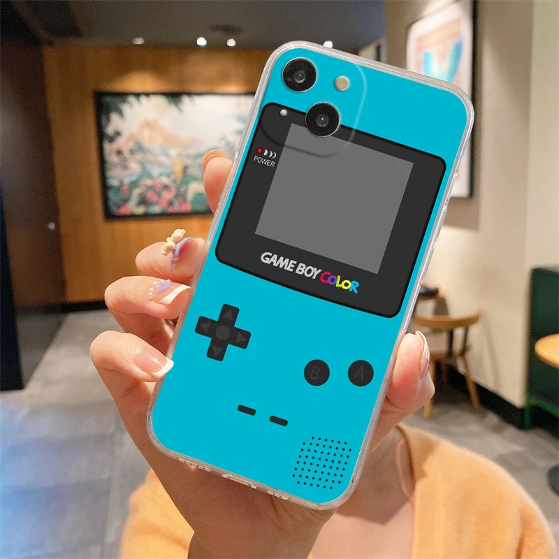 Gameboy Boy Game Transparent Phone Case For iPhone 15 14 13 12 Mini 11 Pro Max XS X XR 7 8 Plus Clear Shockproof Silicone Cover