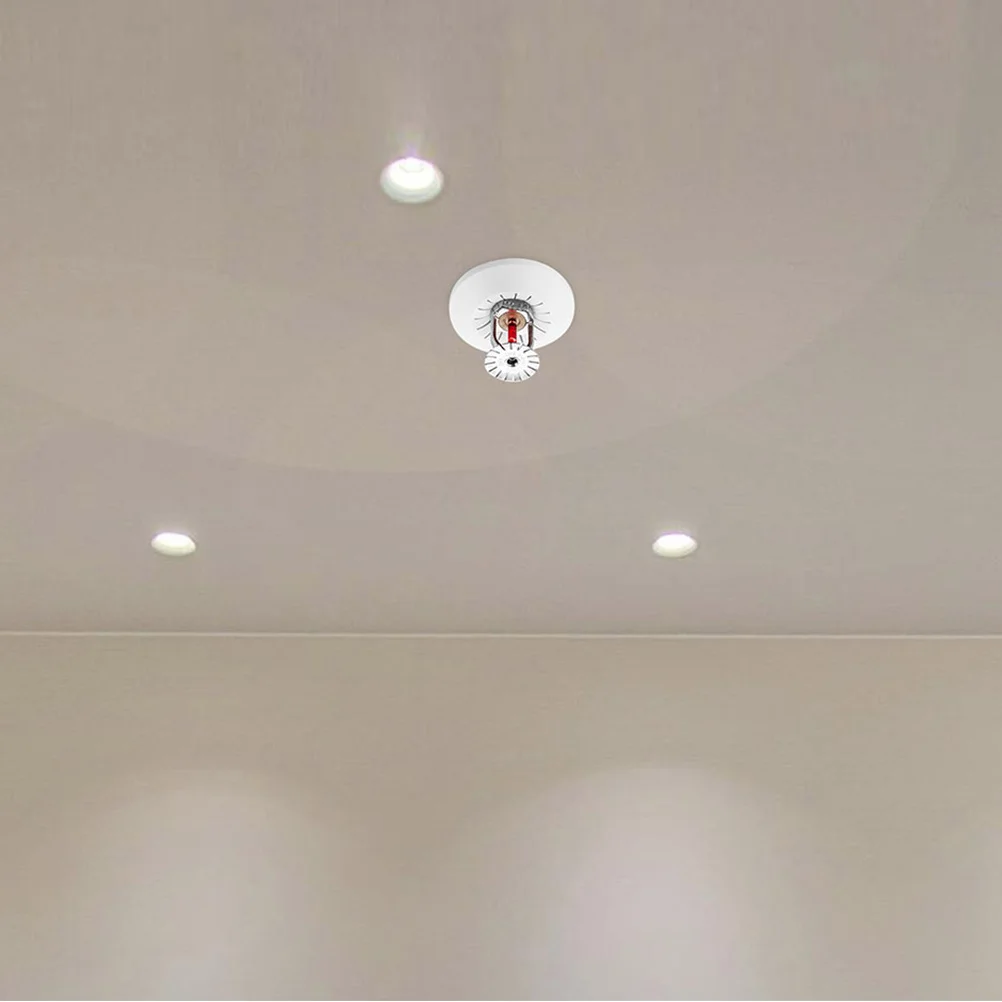 ฝาครอบหัวสปริงเกลอร์ดับเพลิง 5 ชิ้น แผ่นพลาสติกตกแต่ง ใช้ได้กับสปริงเกลอร์ทั่วไป ถอดออกได้ สำหรับอุปกรณ์สปริงเกลอร์ดับเพลิงและท่อ