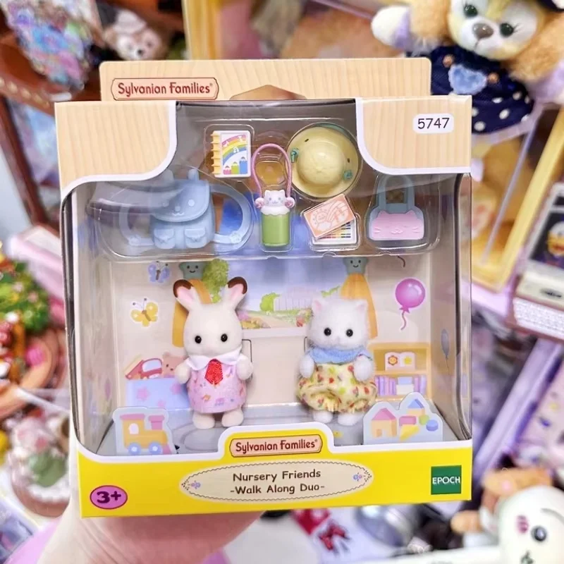 Original Sylvanian Families Anime Figures Kindergarten Go To School Doll Playing Water Baby Set Toys Girls Christmas Toys Gifts