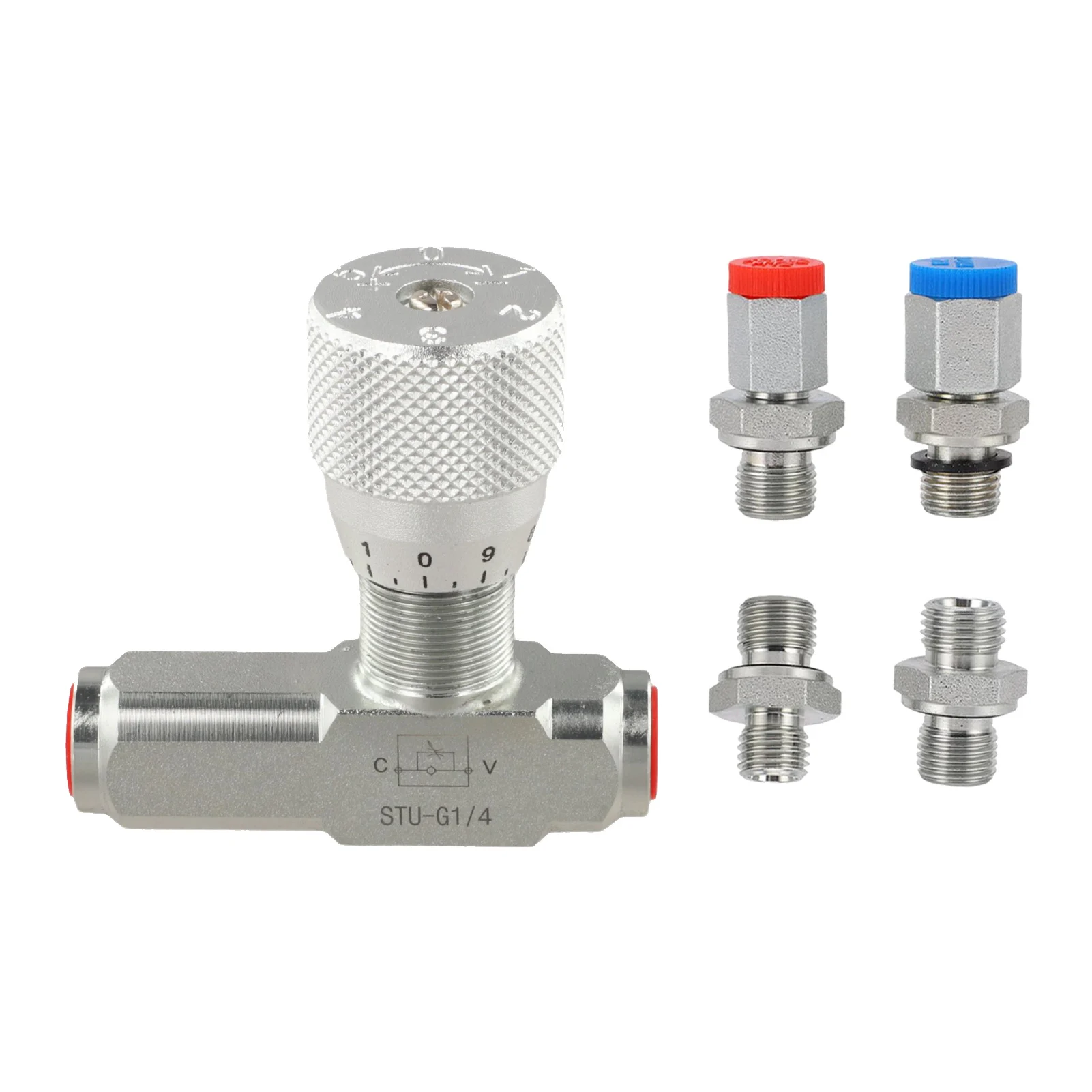 One-Way Joint Hydraulic  Control Valve G1/4 G3/8 Hydraulic Check Throttle Valve With Adjustable 4 Pipe Adapters Pipe Fitting