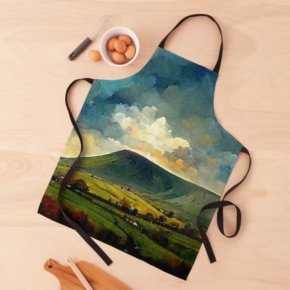 

Pendle hill watercolour Apron Things For The Home New year's Kitchen Household Items Apron