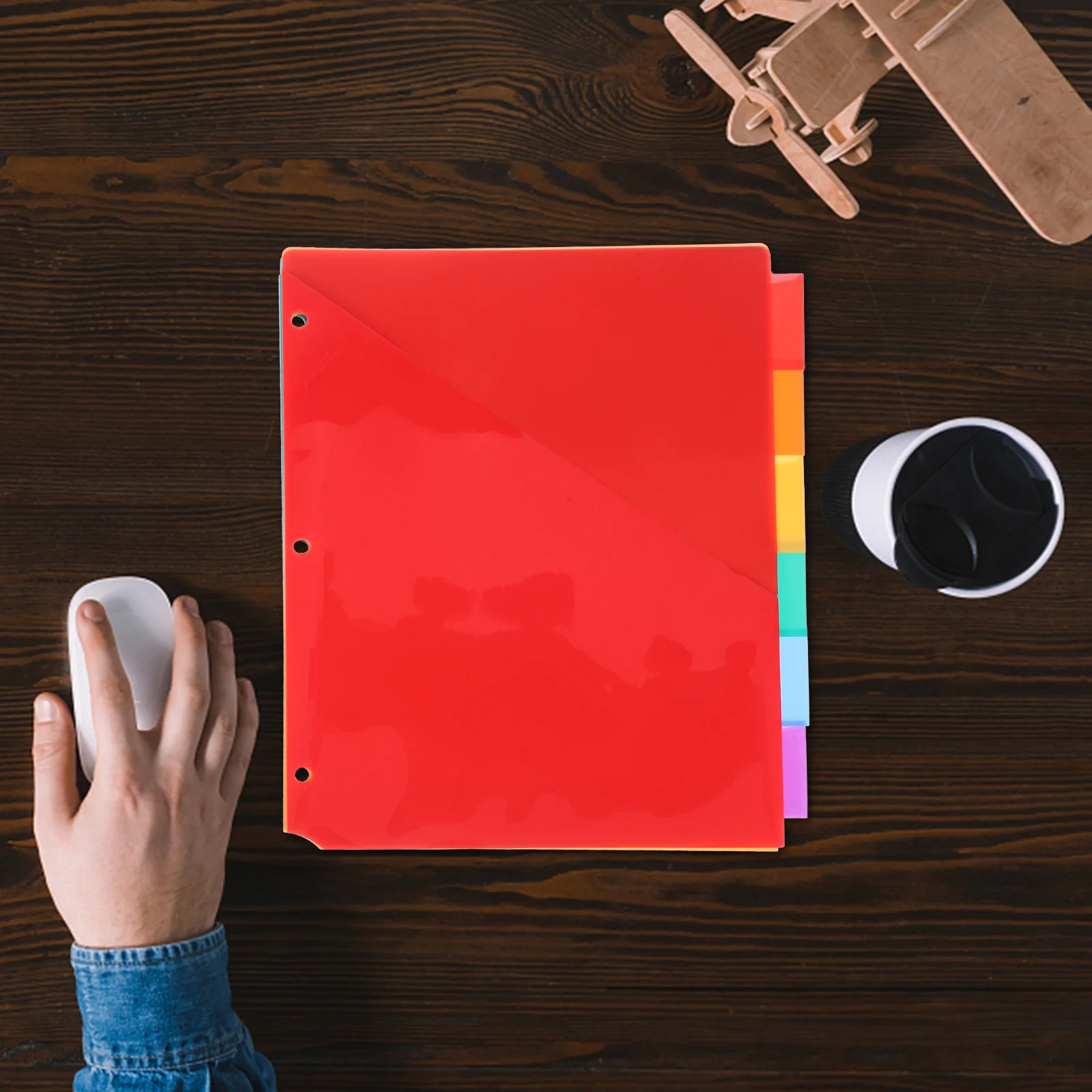 

6pcs Multicolor Plastic Binder Dividers 3 Hole Punch A4 Size With Tabs Pockets For Documents Office Study Notebook Dividers With