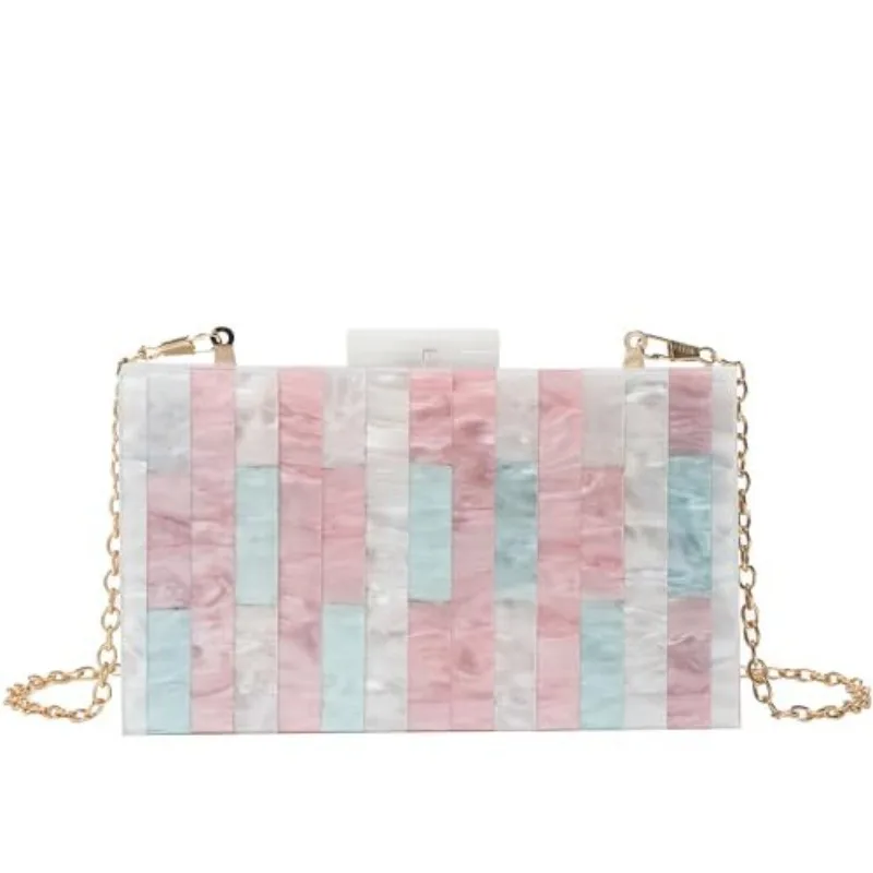 السيدات عشاء حقيبة اللون الربط الاكريليك موضة الاتجاه حقيبة يد سلسلة حقيبة كتف حقائب اليد السيدات Pochette Soirée فام Mariage #2