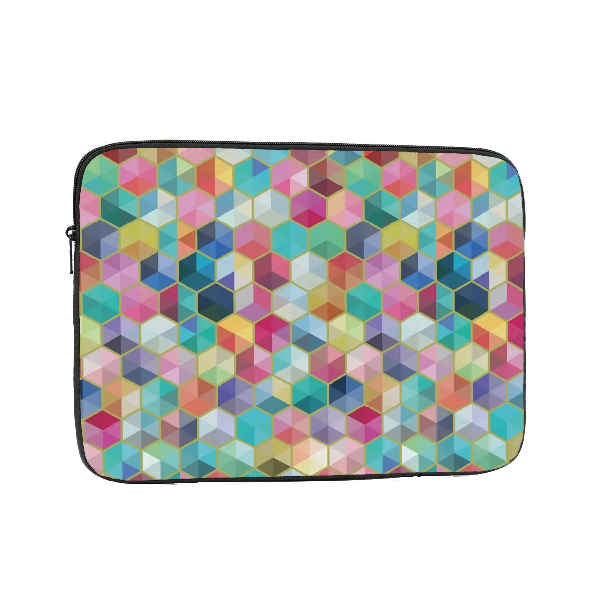 Laptop Liner Sleeve Rainbow Geometric Art 12 13 15 17 Inch Notebook Sleeve Cover Bag Hexagon Colorful Tablet Shockproof Case