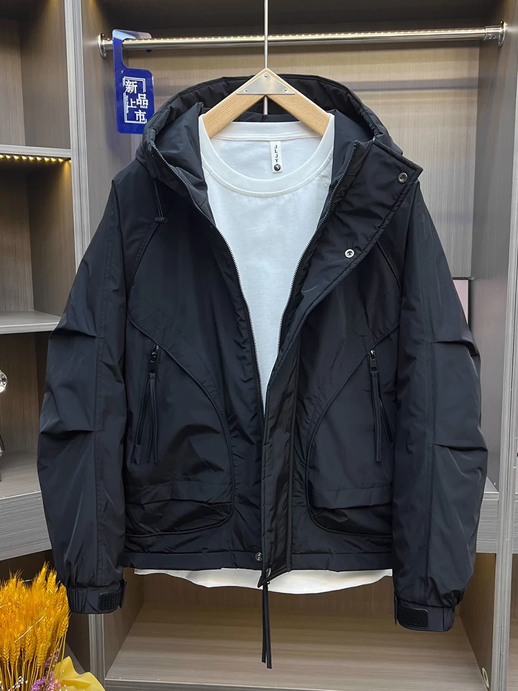Men's Short Coat Jacket  Fashion Brand Handsome Versatile Workwear Jacket Zipper Decoration Windproof Regular FitYY143