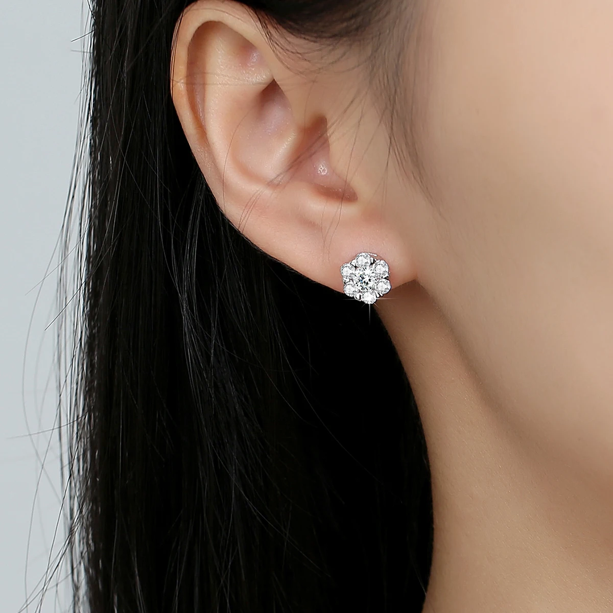 925 Silver Moissanite Earring D Color Plated 18k White Gold with GRA Certificates Anti-Allergy Diamond Earrings for Women