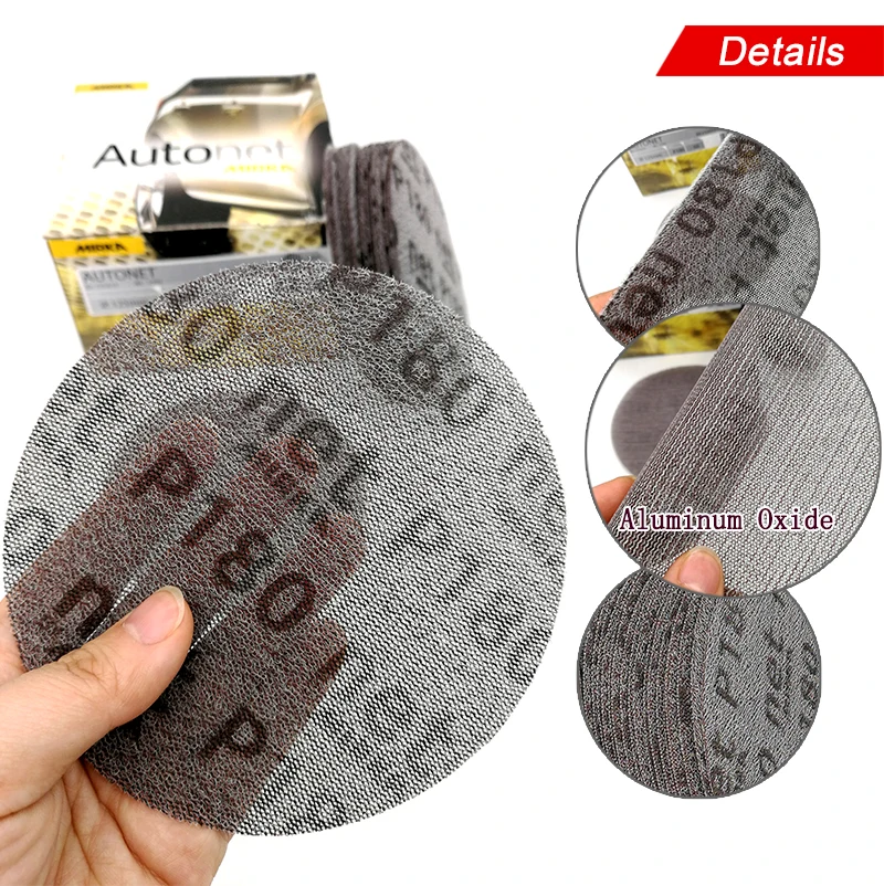 15 Pcs 5 Inch 125mm Mesh Abrasive Dust Free Sanding Discs Anti-blocking Dry Grinding Sandpaper 80 to 320 Grit removal and finish