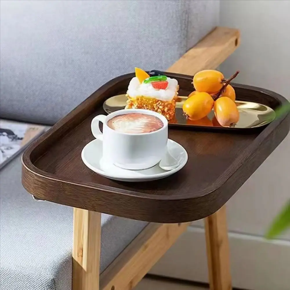 

Modern Clamp on Bamboo Bedside Shelf Non-slip With Cup Holder Small Side Table Space Saving Adjustable Bedside Storage Rack Home