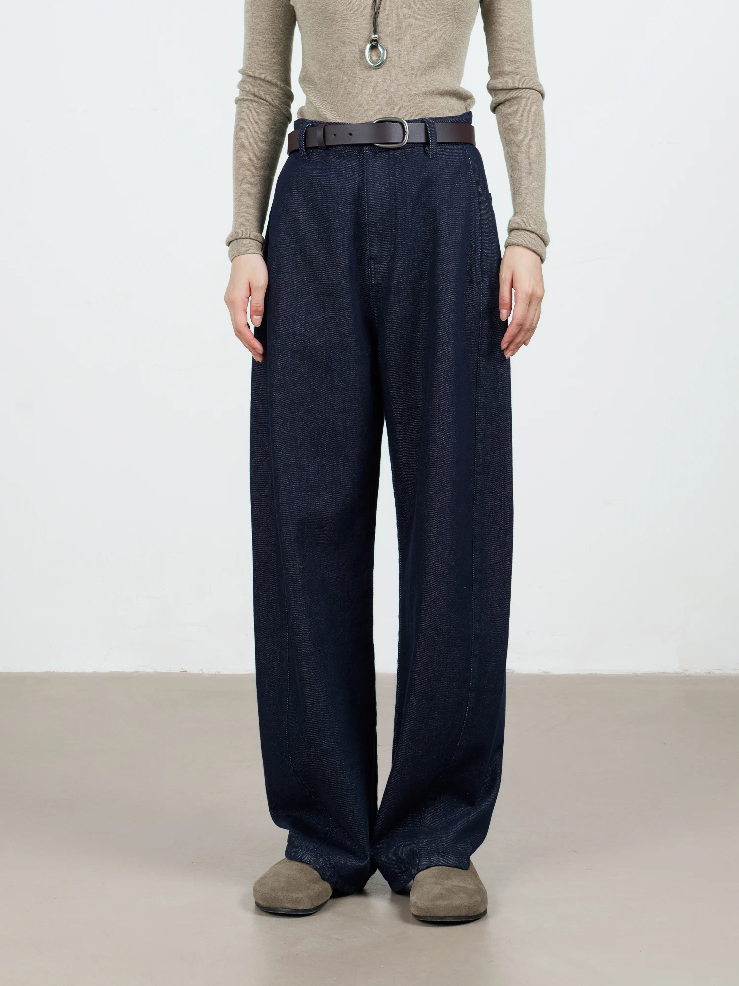 

CMORE Широкие джинсы с высокой талией, женские джинсовые брюки с поясом, джинсовые брюки из чесаного хлопка, весна-осень, синие