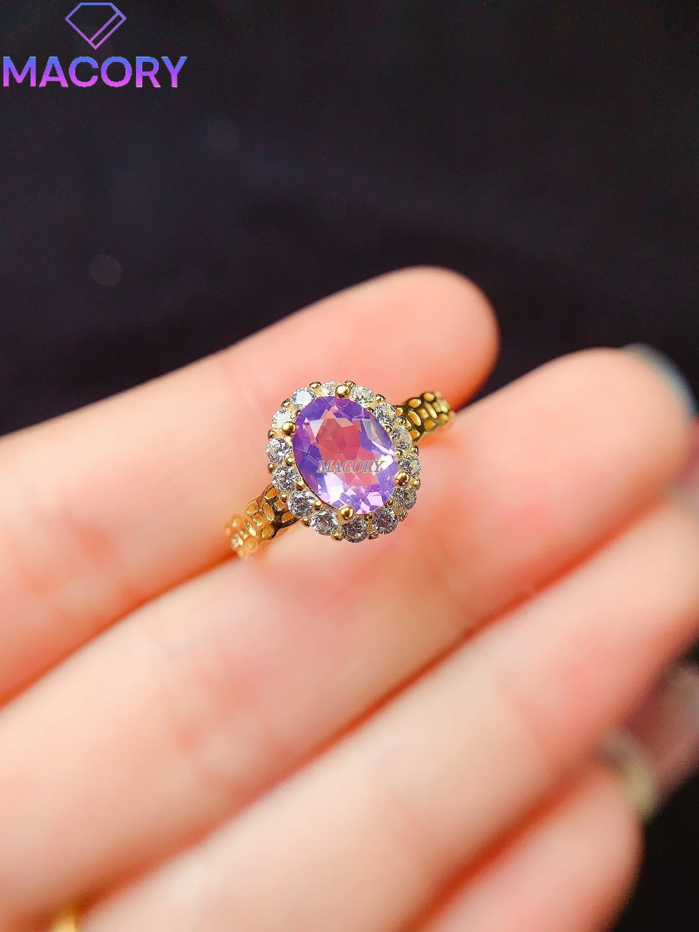 

Women's luxury wedding natural crystal ring 925 silver jewelry certified original Valentine's Day dating ring jewelry