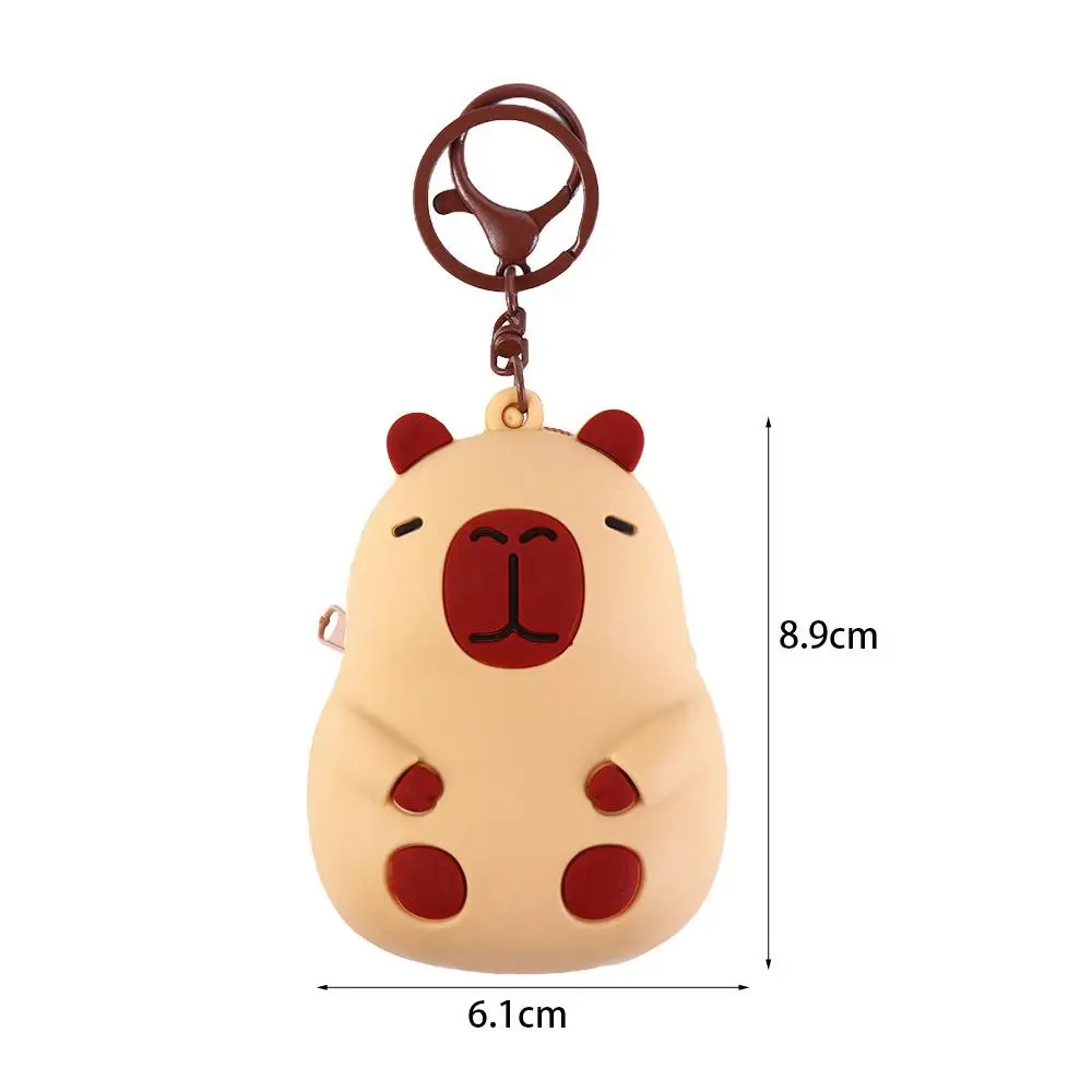 Cartoon Animal Capybara Coin Purse Bag Pendant Silicone Capybara Keychain Money Bag Korean Style Capybara Change Pouch Boy