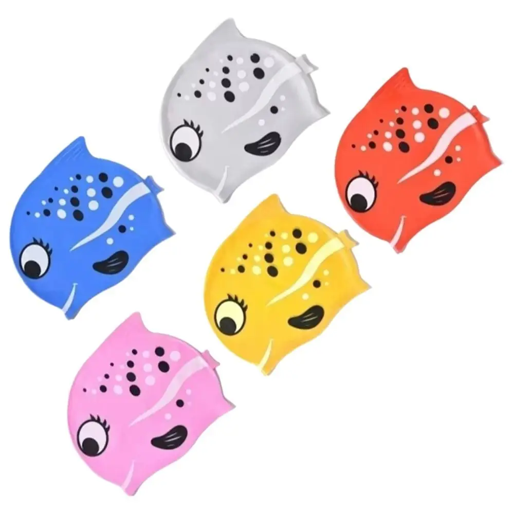 

Милая эластичная детская шапочка для плавания, удобная силиконовая шапочка для плавания с рисунком рыбы, прочная шапочка для бассейна, унисекс для мальчиков и девочек