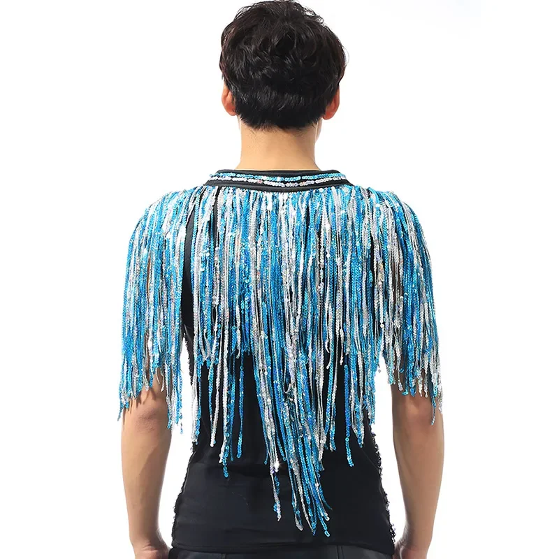 Beyonce Bar Singer DS Costume Men'S Flash Drill Super Long Fringe Tassel Vest Jacket Men Rave Clothes Jazz Sequin Tops DNV10064
