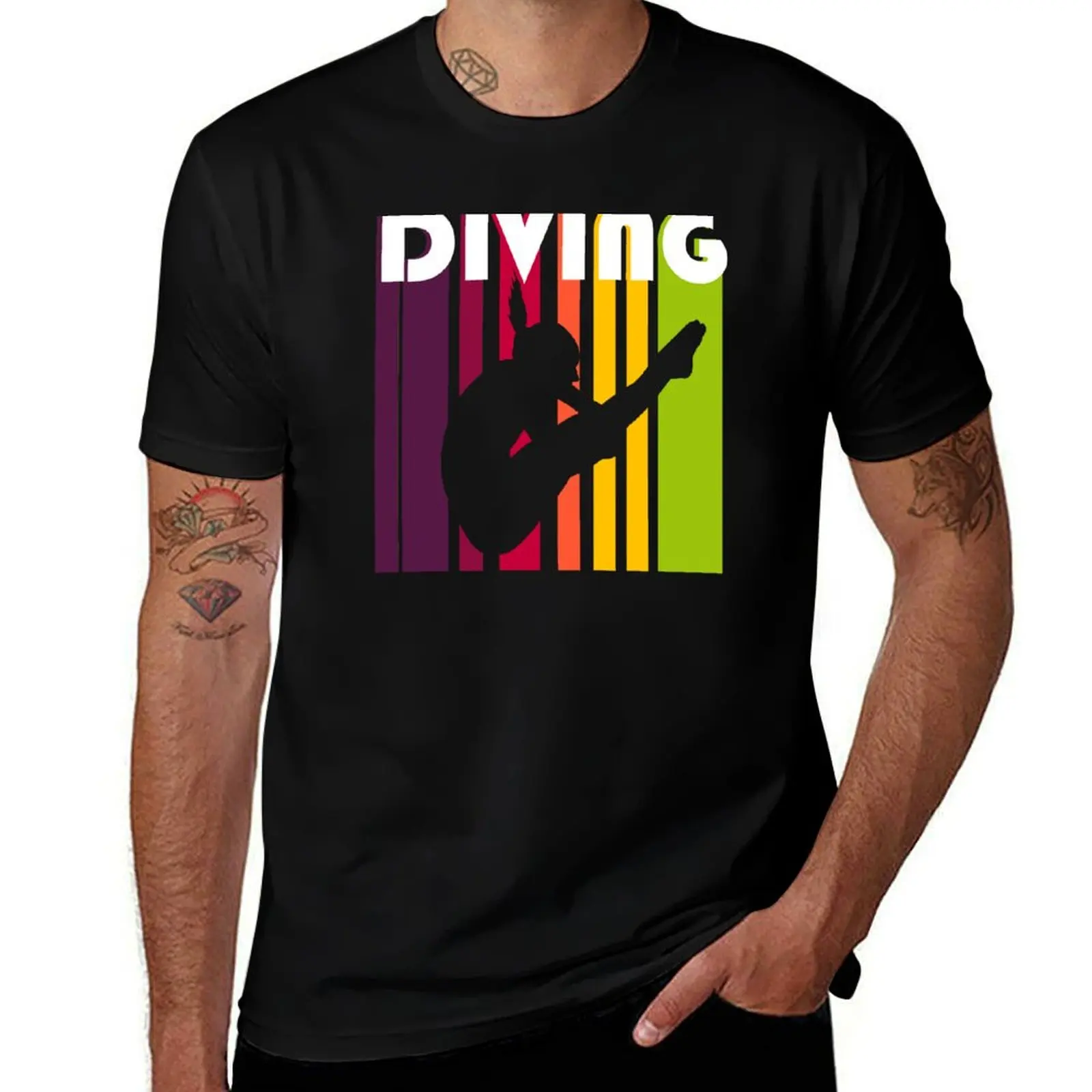 High Diver Girl Silhouette Funny Springboard Diving Girls Gifts T-Shirt Casual Simple Design Short Sleeve Shirt T-Shirt