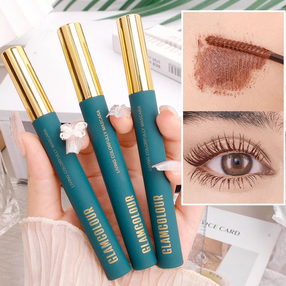 Wasserdichte bunte 5d Volumen Mascara dauerhafte schnell trocknende blau schwarz braun Curling verlängern lange Wimpern Seide Verlängerung Kosmetik