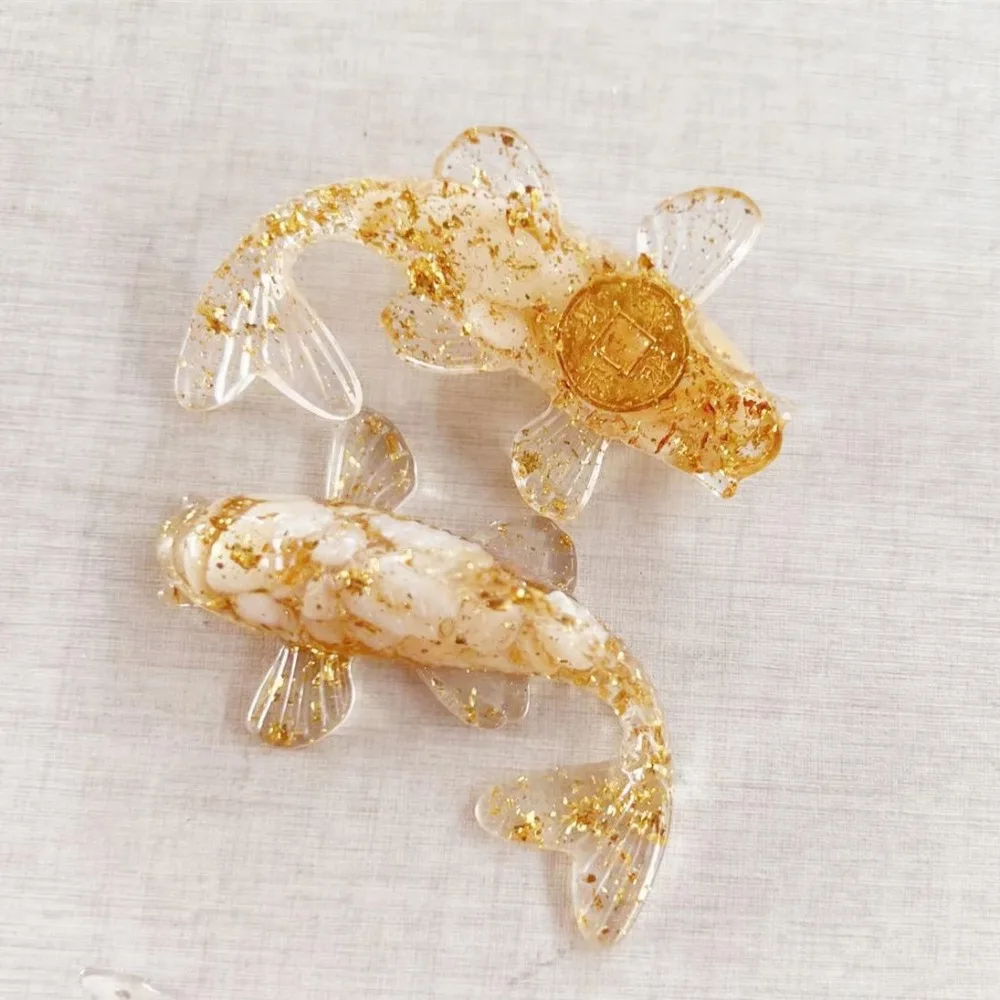 1 قطعة الكريستال الحصى الكارب زخرفة الراتنج الايبوكسي ذهبية الهدايا بالتنقيط هلام الأسماك الصغيرة الحلي ديكور المنزل سطح المكتب مجوهرات