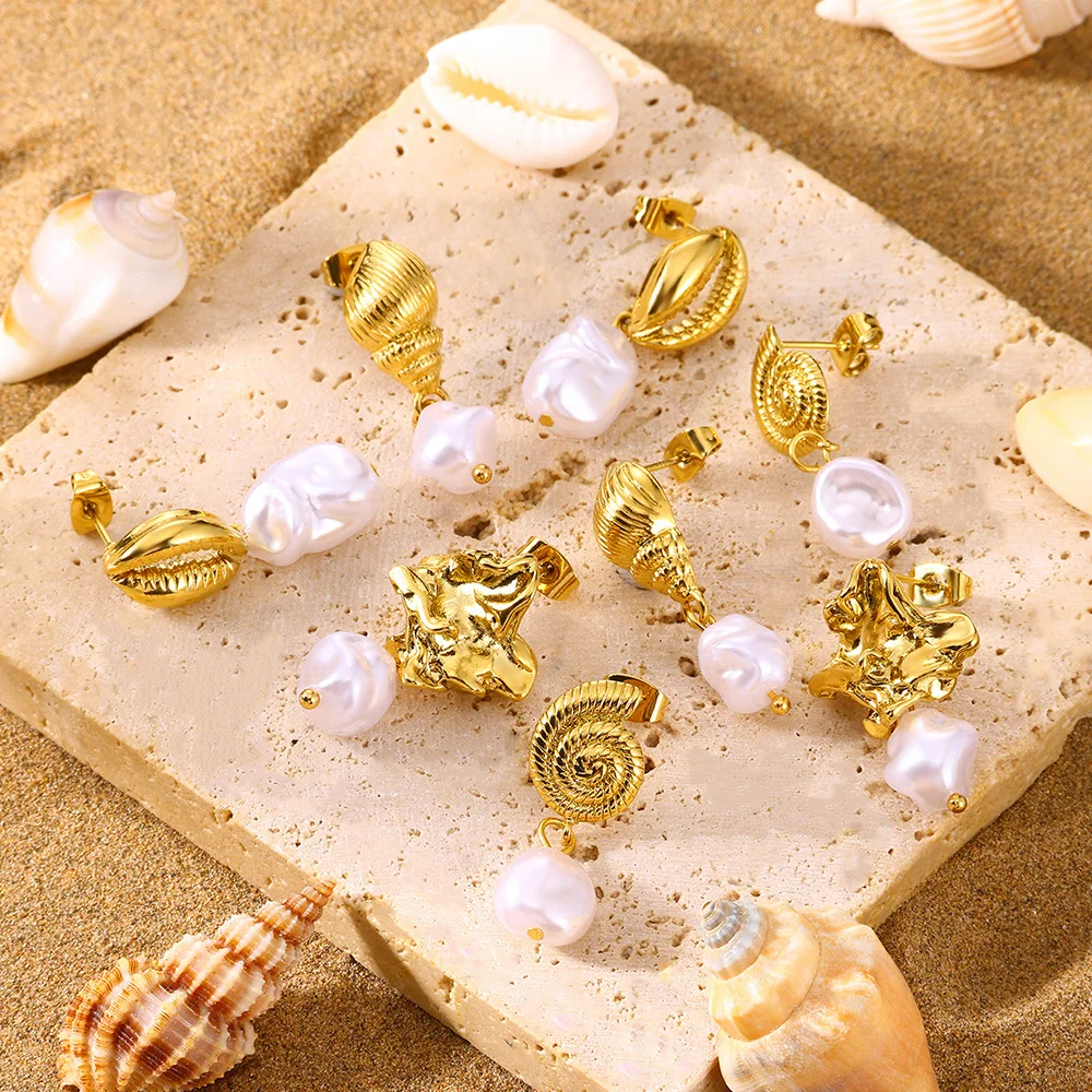 Böhmen Wasser Nachahmung Perlen Tropfen Ohrringe für Frauen Gold Farbe Runde Pustel ohrringe Modeschmuck Sommerferien Strand Geschenk