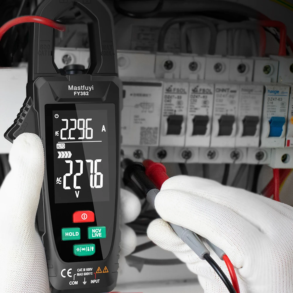 MASTFUYI Pinza amperometrica digitale automatica a grande schermo Amperometro portatile Multimetro a pinza 10000 conteggi Vero RMS con rilevamento NCV