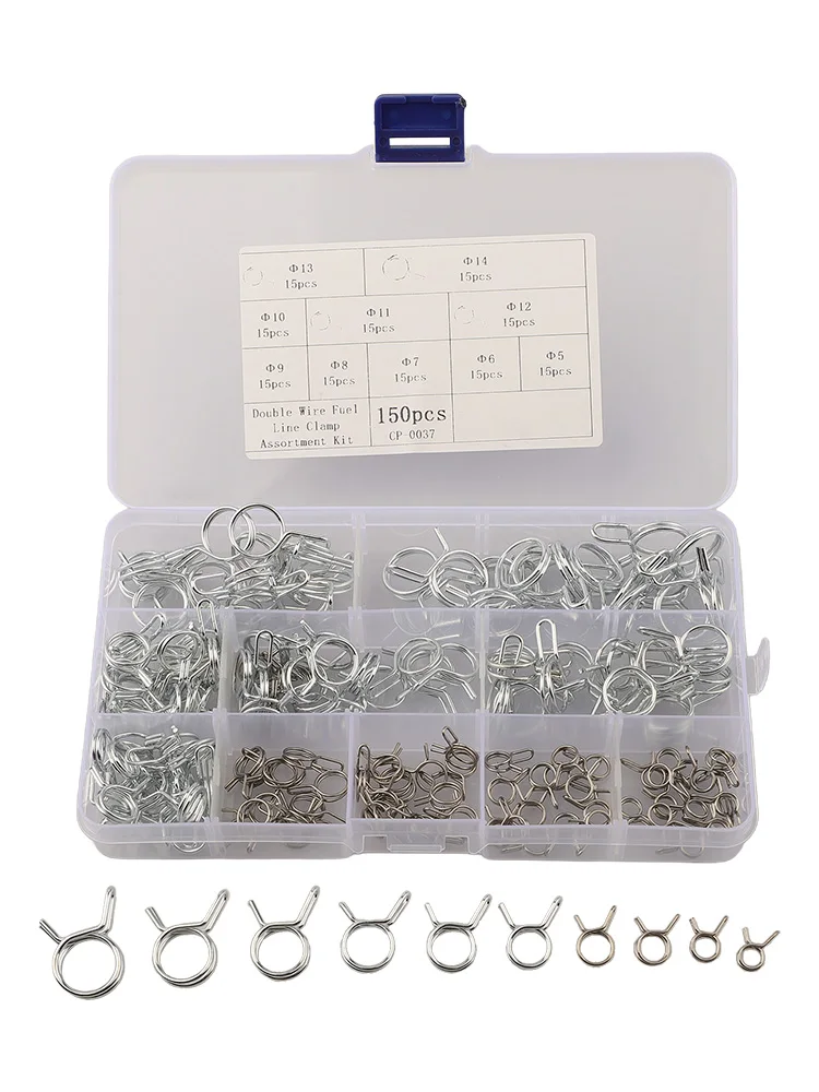 Air Tubing Clamp Stainless Steel Clamps 13mm Hose Clamp Kits 150 Pieces Total For Sealing Hoses Polished Smooth