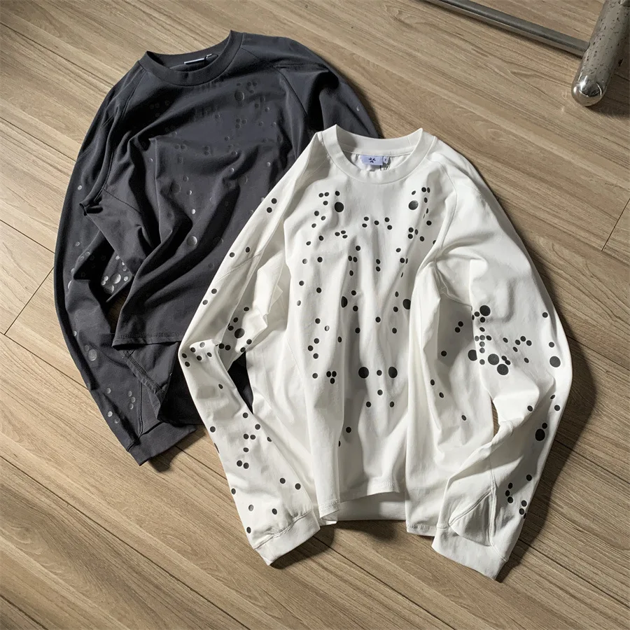 

Футболка с длинным рукавом Spott Reflective Print Goldwin, унисекс, высокое качество, для альпинизма, свободного кроя, с круглым вырезом, топы