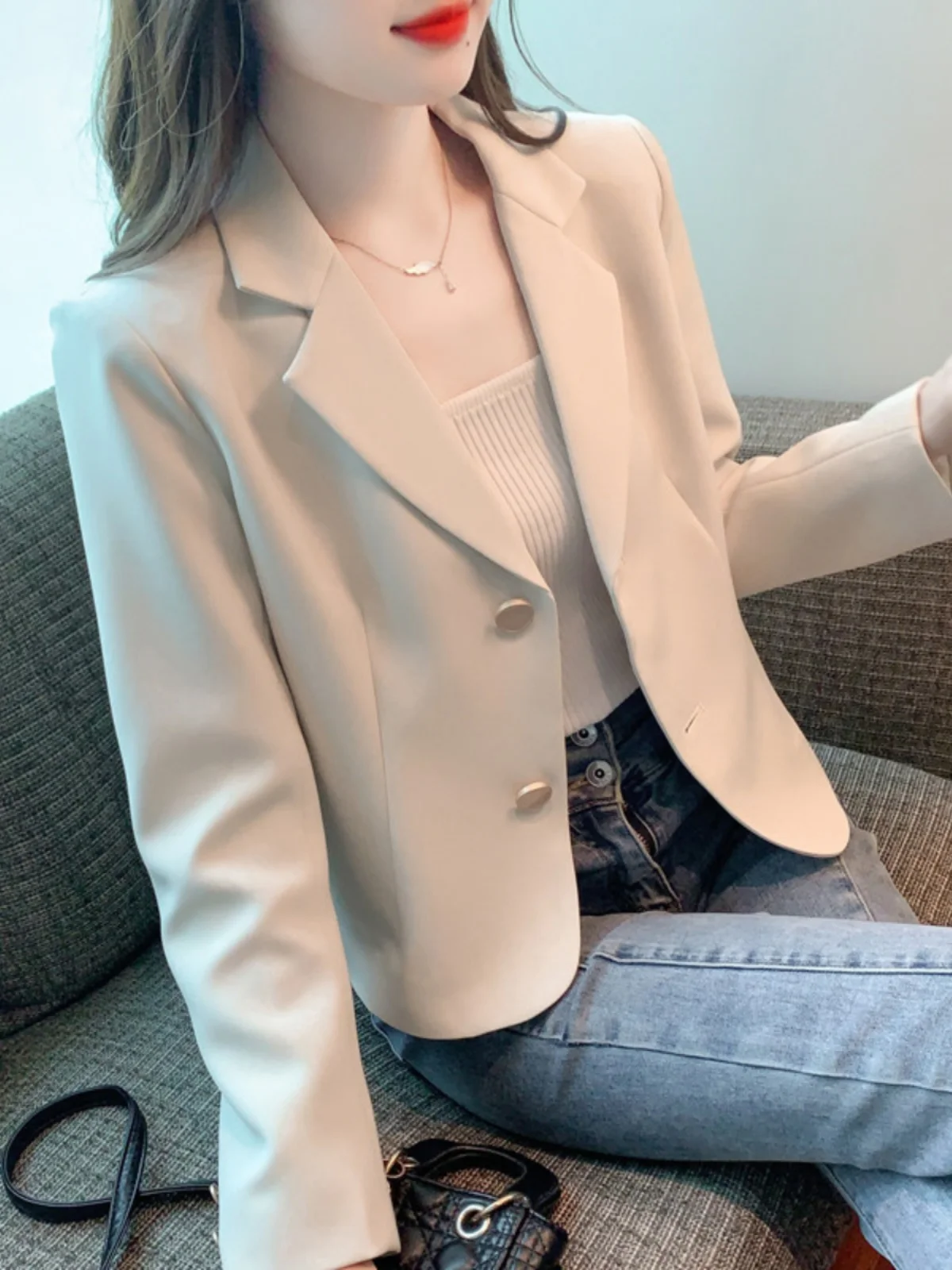 

French Short Suit Jacket Women Spring and Autumn Petite Casual Versatile Temperament Top High-End Professional Suit High Quality