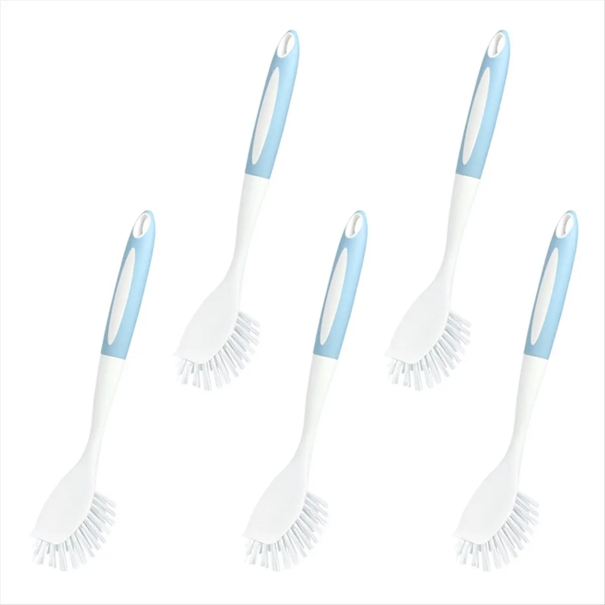 5pcs Kitchen Diffusion Type Scrub Brush for Cleaning Dishes Pots Pan Sink and Bathroom with Comfortable Long Handle