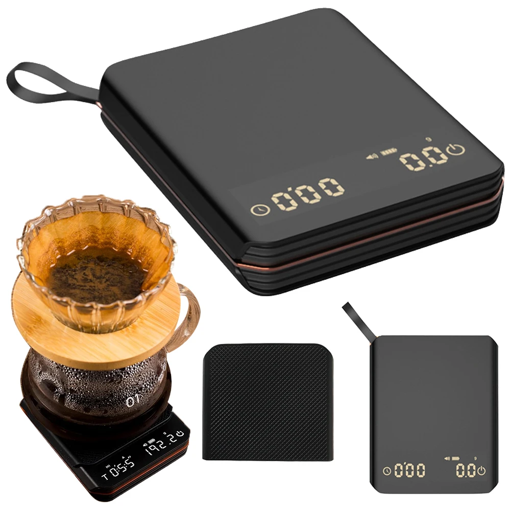 

Electronic Coffee Scale with Timer High Precision 5kg 0.1g LCD Electronic Drip Scales Kitchen Digital Rechargable Coffee Scale