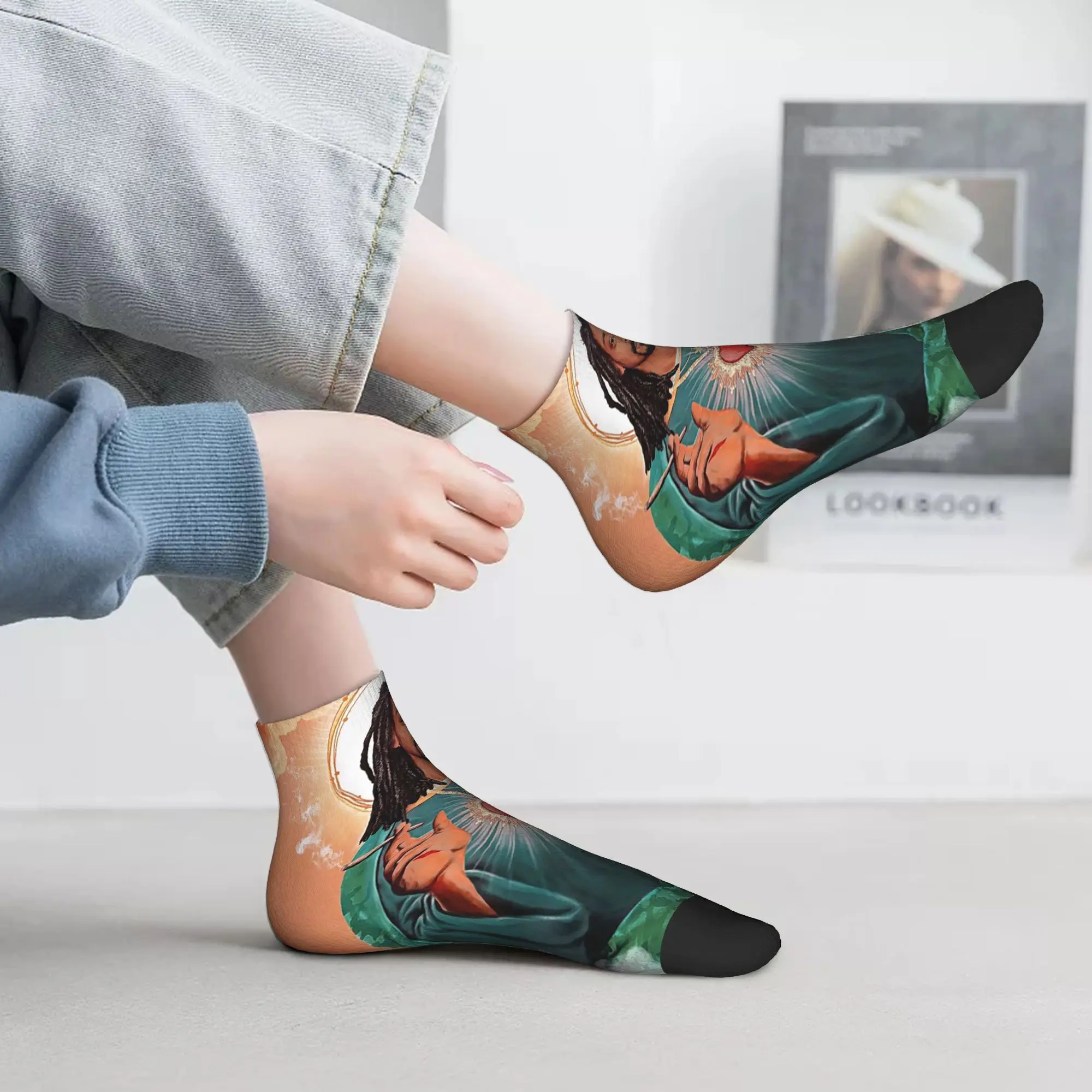 Snoop Dogg Goes Jesus Socks Harajuku Super Soft Stockings All Season Socks Accessories for Unisex Christmas Gifts