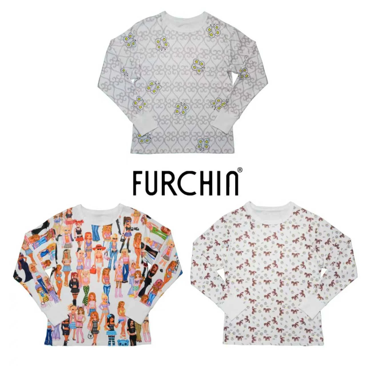 

Худи Furchin AW25 свободного кроя, женская, комфортная, из полиэфирного волокна, с узором
