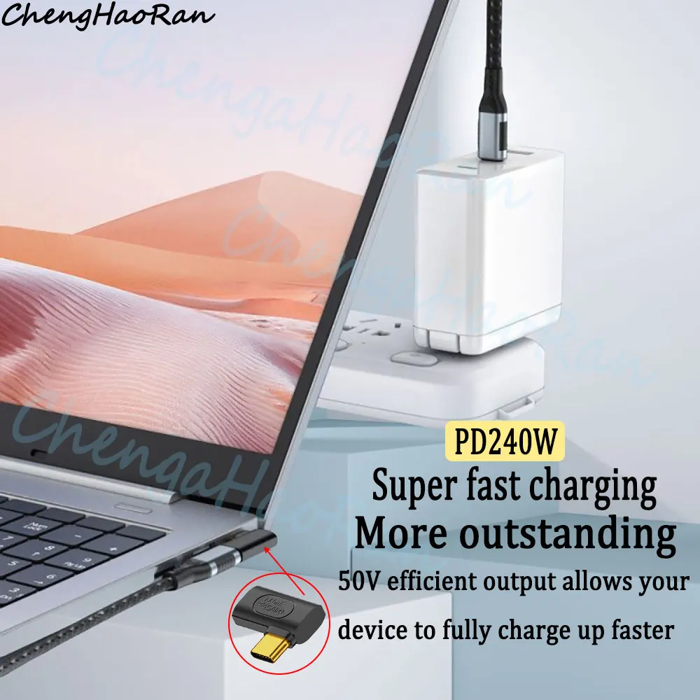 1 قطعة 240 واط USB C موسع محول 90 درجة نوع C ذكر إلى أنثى موسع OTG 40Gbps سريع محول البيانات محول محول الشحن