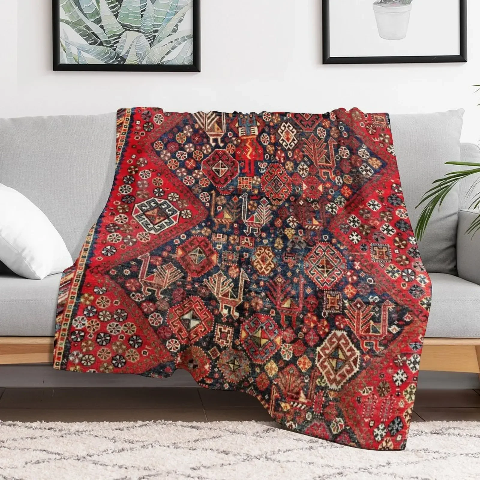 Qashqa’i Fars Southwest Persian Nomad Rug Print Throw Blanket Luxury Designer Soft Big Blankets For Baby Summer Blankets