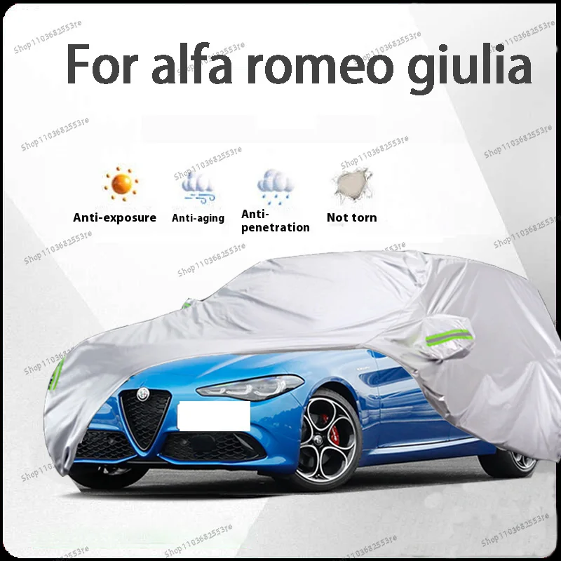 

For Alfa Romeo Giulia Fit Car Cover - Waterproof, Dustproof, Sunshade (UV), Snowproof | Silve Full Cover with All-Day Protection