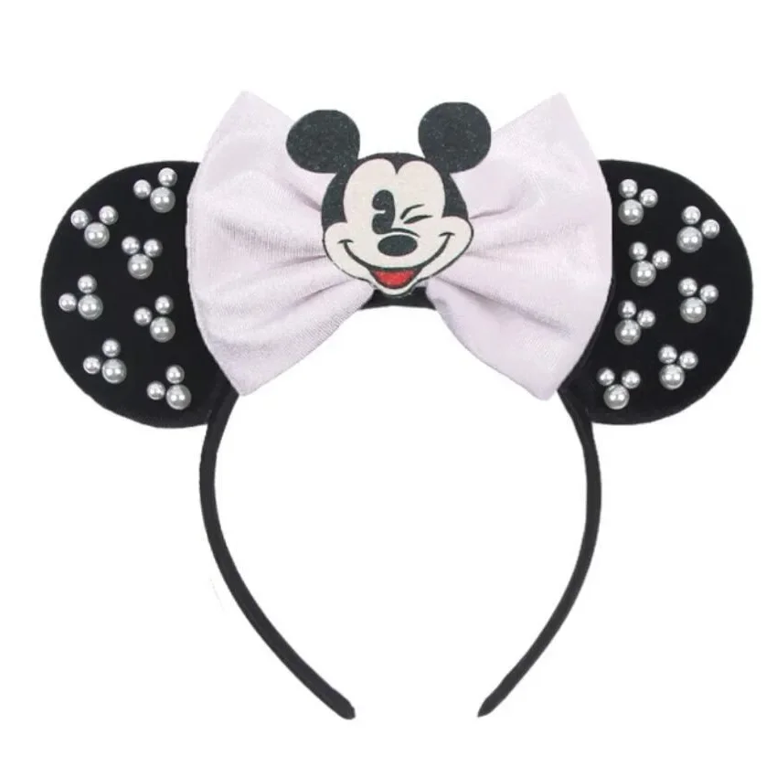 Disney Mickey Girl Velvet Ear Headband Soft Butterfly Knot Headband Halloween Party Christmas Hair Accessories