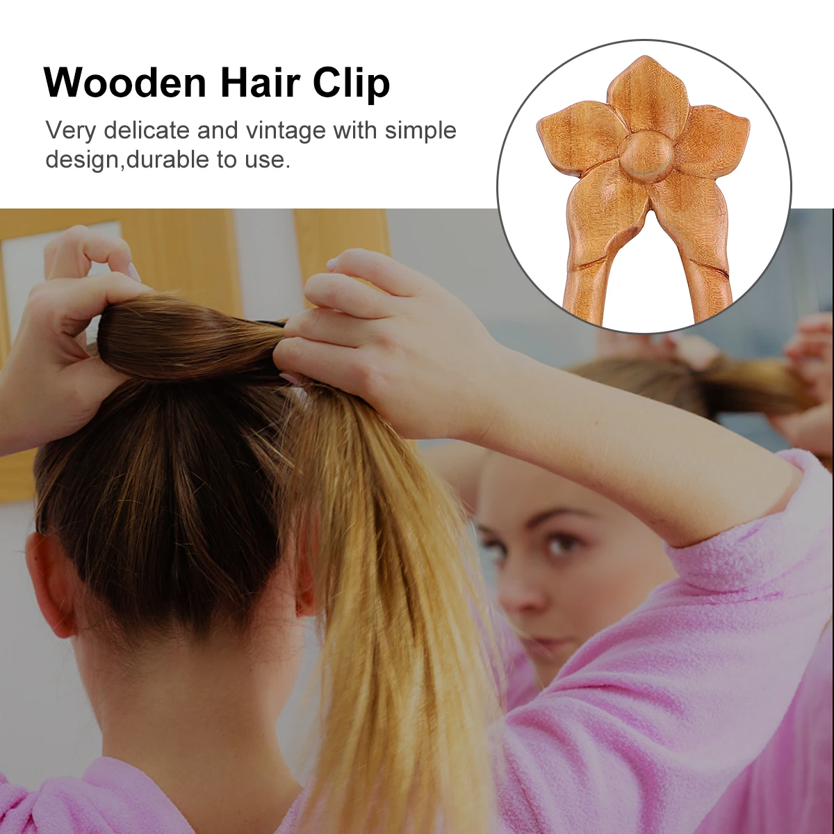 

Vintage Wooden Hairpins Durable Retro Clip Elegant Simple Design Sturdy Stick For Women Ladies Wedding Party Decoration