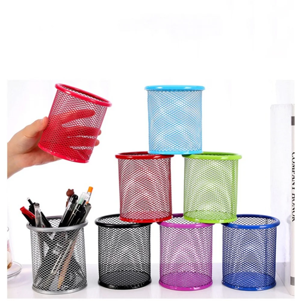 1Pcs New Pencil Holder Office Desk Metal Mesh Square Pen Pot Cup Case Container Organiser Pencil Case