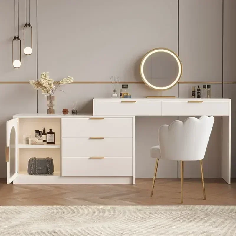 Modern Dresser Makeup Tables Vanity Storage Led Mirror Drawer Makeup Dressing Table Nordic Bedroom Vestidores Luxury Furniture