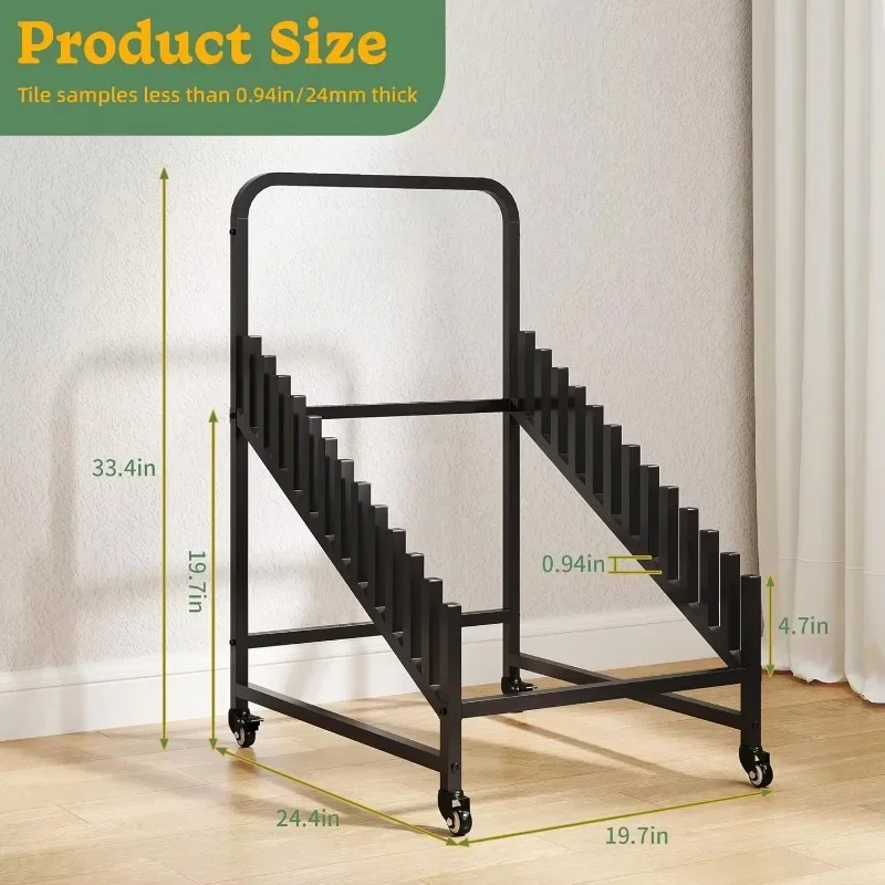Multi-layer metal tile display stand, marble slab organizer, metal tile floor shelf