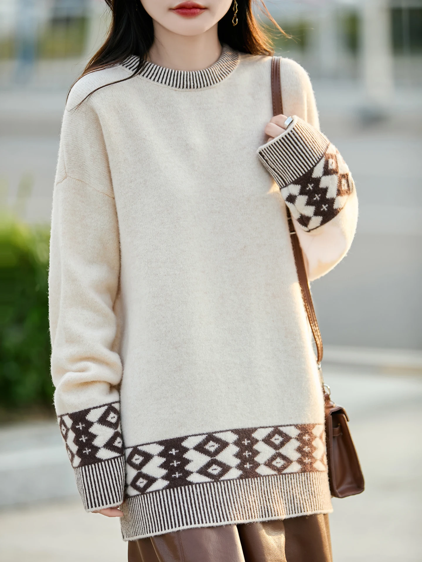 Модный женский роскошный пуловер из 100% мериносовой шерсти, цветная вязаная широкая осенне-зимняя одежда, приятная для кожи, теплая, мягкая