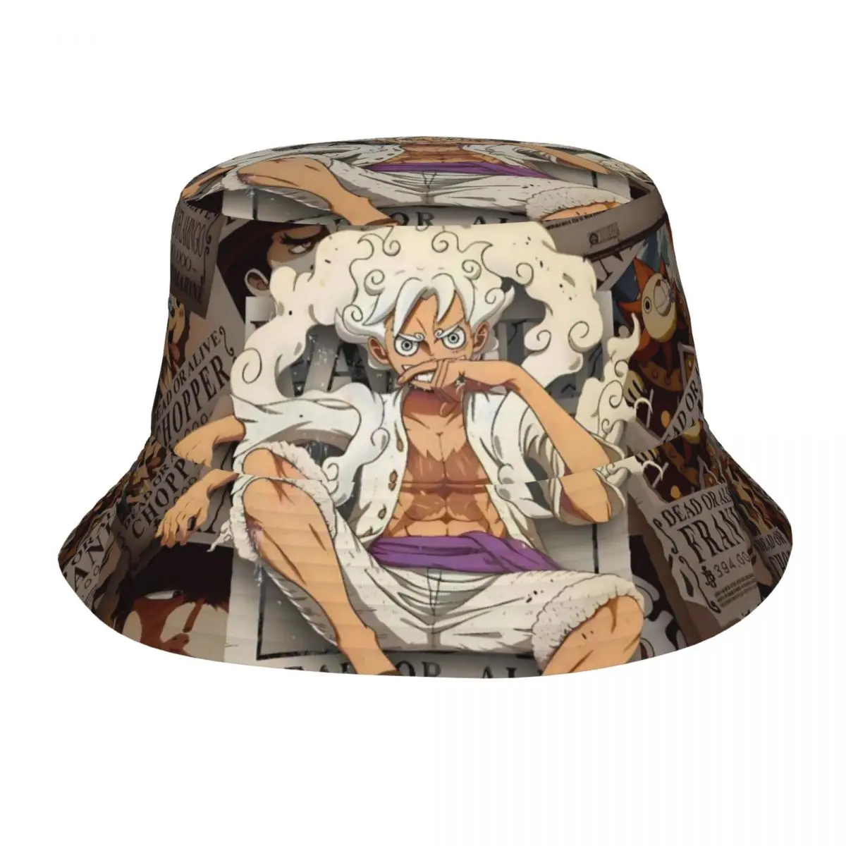 Vocation Getaway Headwear One Piece Wanted Luffy Gear Merch Bucket Hats Unisex Sun Hat Bob UV Protection Fisherman Hat Vacation