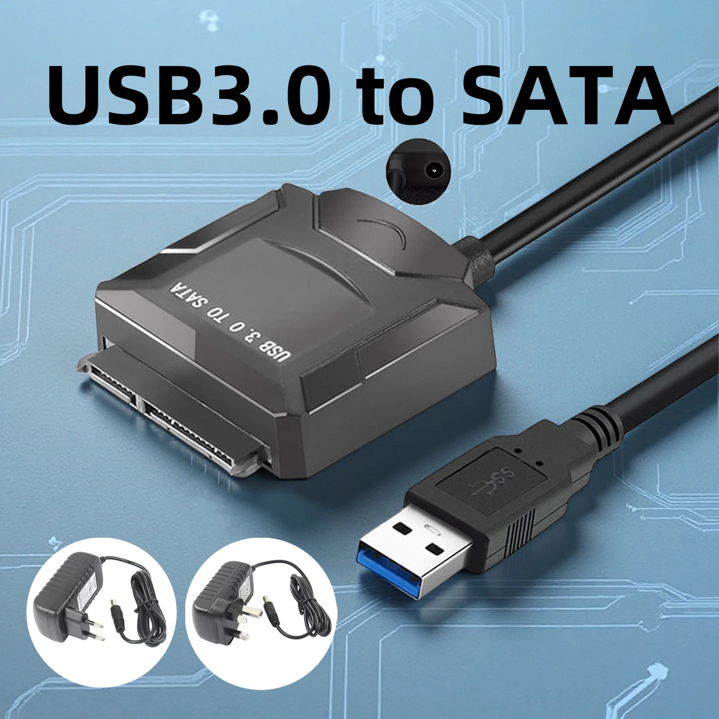 

USB 3.0 to SATA Cable for 3.5/2.5 Inch External HDD SSD 5Gbps High Speed SATA III Hard Drive Converter with 12V 2A Power Adapter