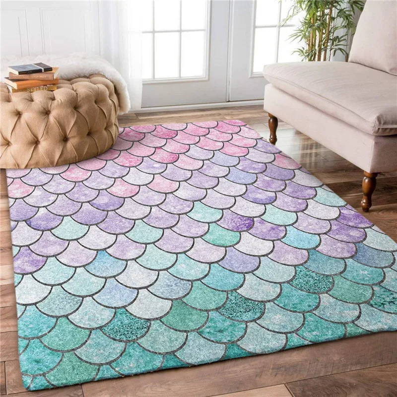 Mermaid Area Rug 3D Printed Rugs Mat Rugs Anti-slip Large Rug Carpet Home Decoration