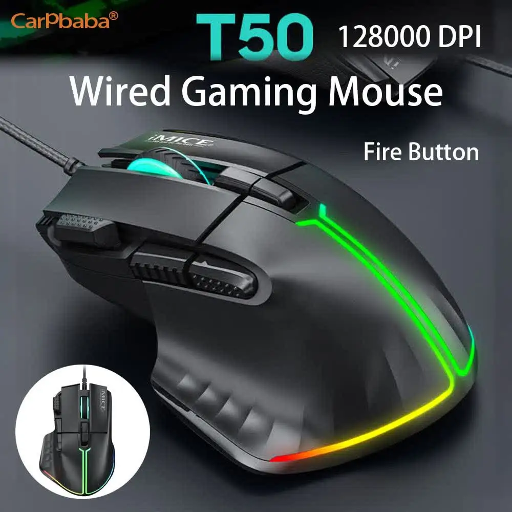 RGB Luminous Wired Gaming Mouse Ergonomic Design With 128000DPI Adjustable 8 Programmable Buttons For Windows Mac PC