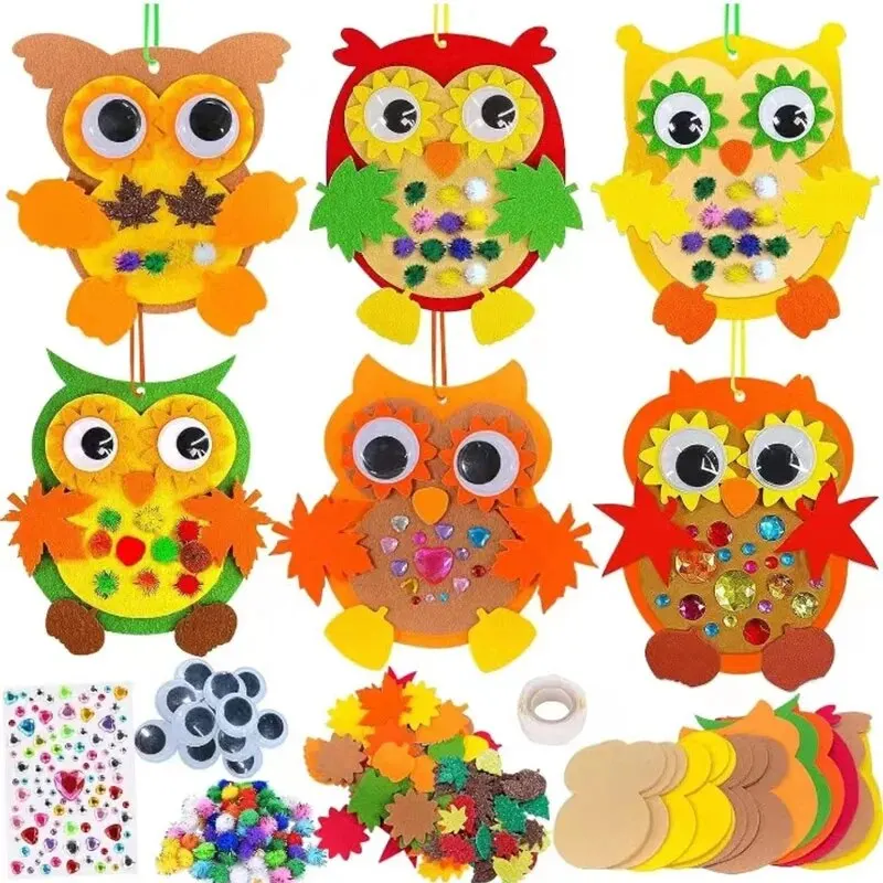 6 PCS Garland Kit Holiday Party Supplies Festive Decoration Nonwoven Owl Pendant Atmosphere Animal Patch Felt Fabric Small