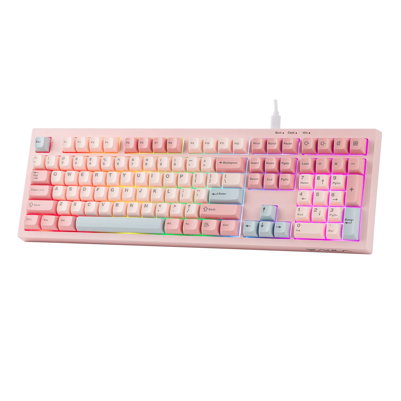 AULA S102 Wired Gaming Keyboard Full Size Silent Membrane Creamy Silicone Structure RGB Backlight Number Pad for PC Gamer Office