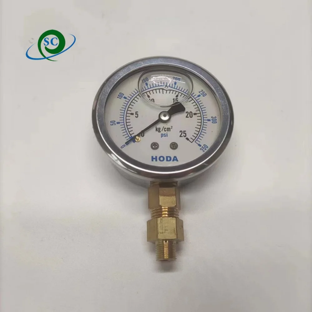 

1/4"High quality 60mm stainless steel oild filled 25bar burner pressure gauge 350 psi,bar manometers steam boiler pressure gauge