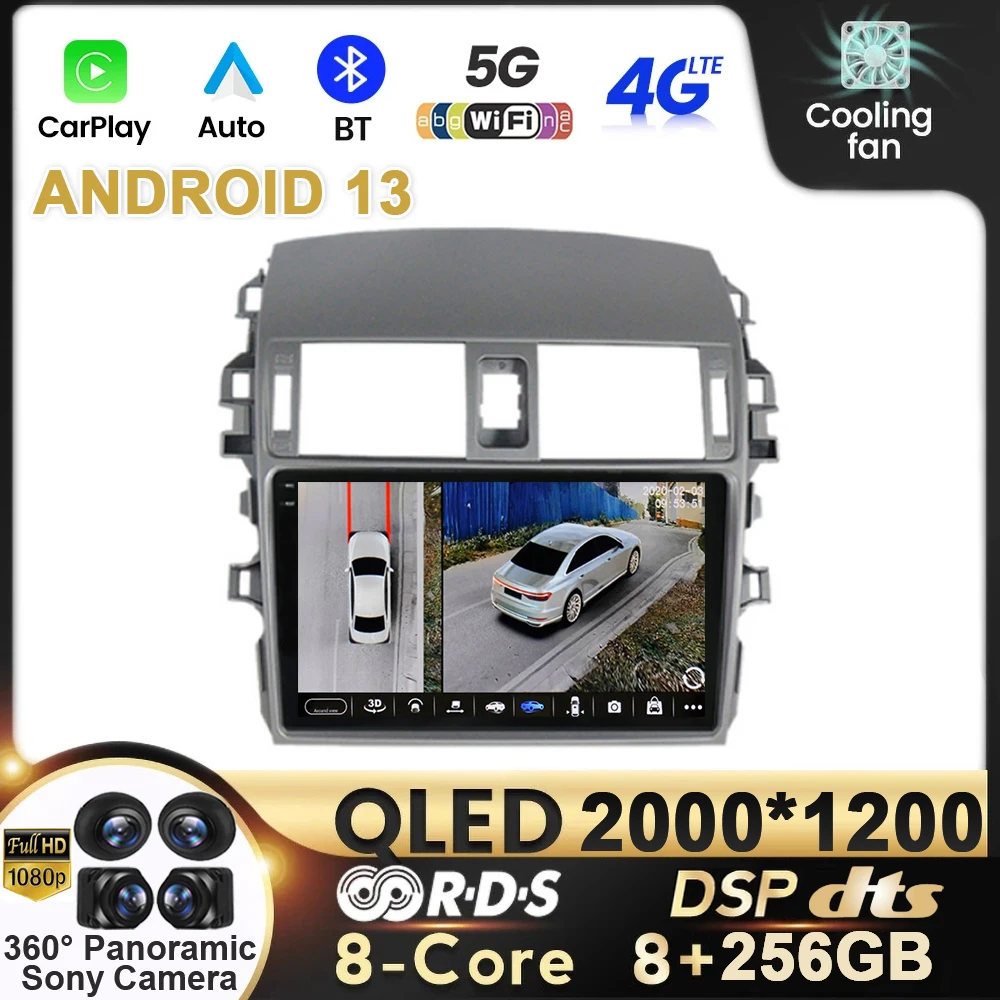 

Android 13 For Toyota Corolla E140 E150 2006 2007-2013 2Din Car Radio Navigation GPS Multimedia video Player QLED stereo DVD FM