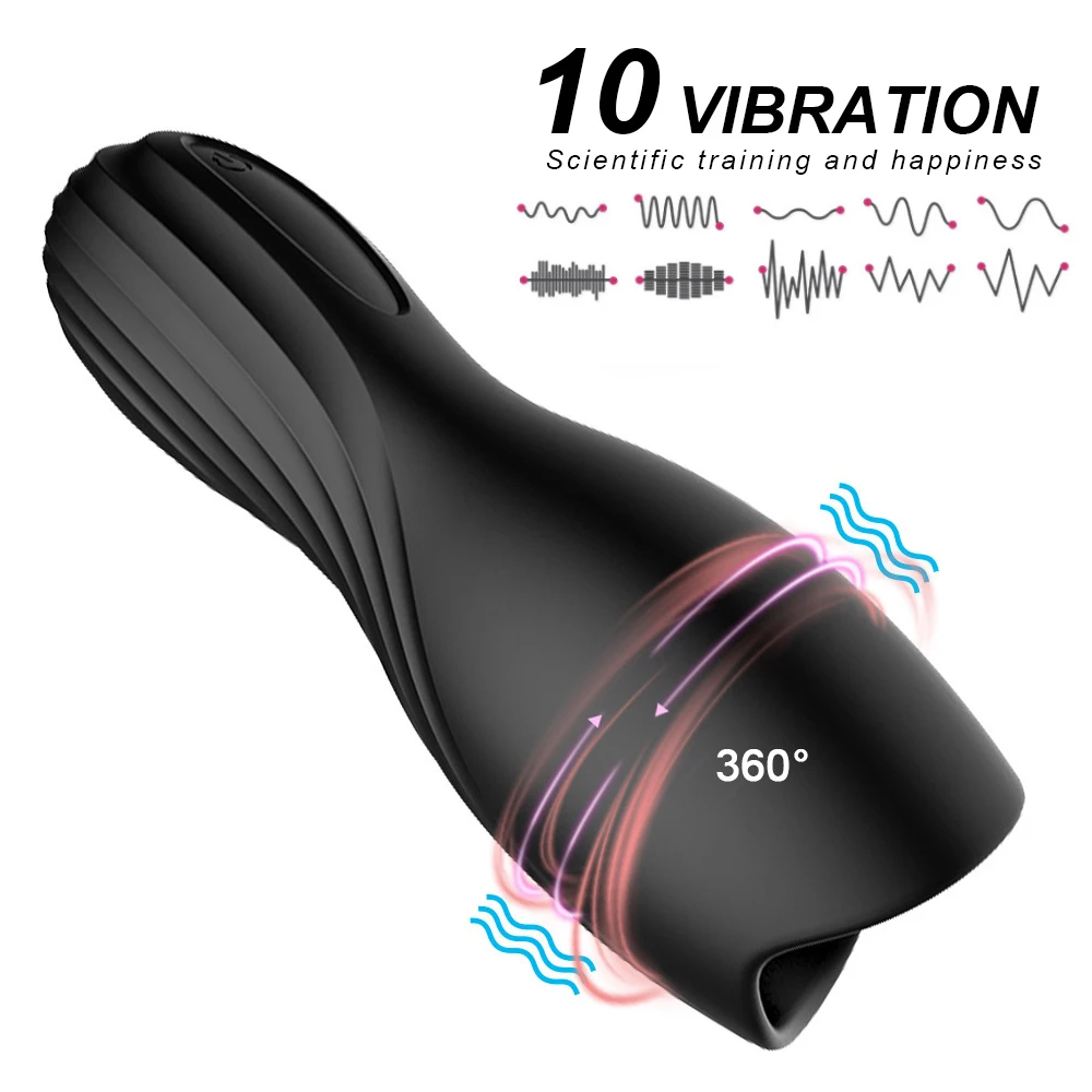 Male Glans Massager Penis Stimulator Delay Endurance Trainer Vibrator Oral Climax Male Masturbator Aircraft Cup Sex Toys for Men