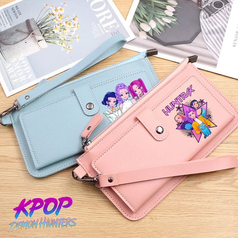 

New KPop Demon Hunterss Wallet Girl Cartoon Anime Purse Women Large Capacity Multifunctional Card Bag Storage Bags Birthday Gift